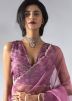 Pink Embellished Border Organza Pre-Stitched Saree