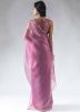 Pink Embellished Border Organza Pre-Stitched Saree