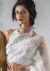 White Pre-Stitched Embellished Border Saree