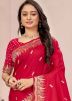 Red Silk Saree In Zari Woven Work