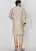Off White Kurta Pajama With Printed Nehru Jacket