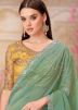 Blue Embroidered Satin Saree