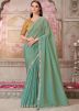 Blue Embroidered Satin Saree
