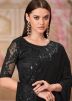 Black Embroidered Saree In Georgette