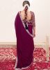 Wine Embellished Saree In Crape