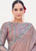 Mauve Pink Embroidered Border Saree