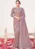 Mauve Pink Embroidered Border Saree