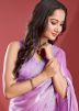 Purple Embroidered Tissue Saree