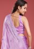 Purple Embroidered Tissue Saree