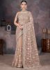 Brown Thread Work Net Saree