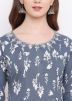 Grey Readymade Anarkali Style Kurta In Cotton