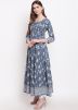 Grey Readymade Anarkali Style Kurta In Cotton