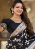 Black Zari Woven Saree In Art Silk
