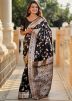 Black Zari Woven Saree In Art Silk