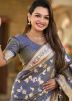 Grey Zari Woven Art Silk Saree