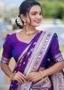 Purple Zari Woven Saree In Art Silk