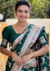 Dark Green Zari Woven Saree & Blouse