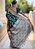 Dark Green Zari Woven Saree & Blouse