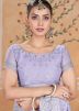 Lavender Thread Work Crape Saree