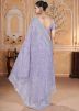 Lavender Thread Work Crape Saree