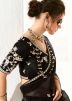 Black Embroidered Border Saree In Organza