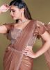 Brown Embellished Pre-Stitched Saree