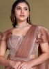 Brown Embellished Pre-Stitched Saree