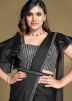 Pre-Stitched Black Embellished Saree
