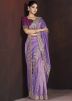 Lavender Tissue Embroidered Saree With Blouse