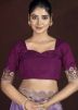 Lavender Tissue Embroidered Saree With Blouse