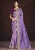 Lavender Tissue Embroidered Saree With Blouse