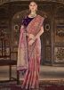 Peach Embroidered Saree In Silk