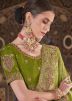 Green Embroidered Saree In Silk