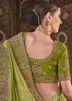 Green Embroidered Saree In Silk