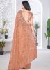 Orange Net Embellished Saree & Blouse
