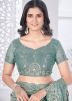Grey Scalloped Border Net Saree