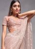 Baby Pink Sequins Embellished Net Saree