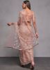 Baby Pink Sequins Embellished Net Saree