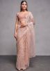 Baby Pink Sequins Embellished Net Saree