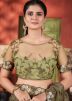 Green Embroidered Saree In Net