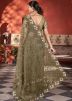 Green Embroidered Saree In Net