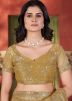 Yellow Embroidered Net Saree