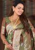 Dual Tone Mehendi Green Woven Saree