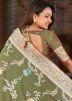 Dual Tone Mehendi Green Woven Saree