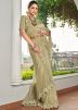 Green Embroidered Saree In Tissue Silk