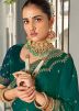 Teal Green Embroidered Art Silk Saree