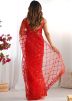 Red Embroidered Saree In Net