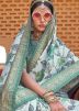 Turquoise Floral Print Saree & Blouse