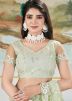 Pista Green Embroidered Net Saree