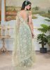 Pista Green Embroidered Net Saree